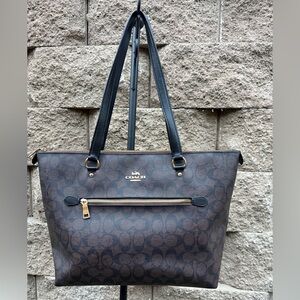 Coach Brown and Black Gallery Signature Tote Bag